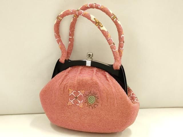 平和屋着物 和装小物 和装バッグ ハンドバッグ ビーズバッグ 花柄 ay