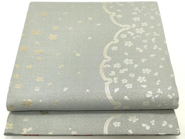 平和屋着物 両面 全通柄袋帯 源氏香雪輪舞桜文 金銀糸 正絹 ob