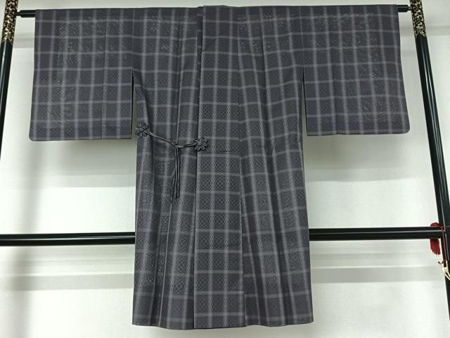 平和屋着物 道中着 スリーシーズン 春夏秋 塵除け 格子 ロング丈 正絹 jh