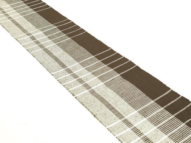 平和屋着物 半幅帯 紬地 格子柄 正絹 ob