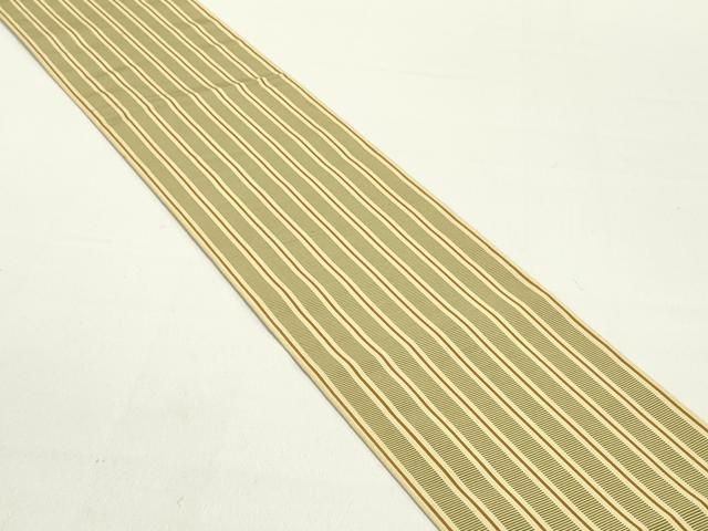 平和屋着物 本場筑前博多織 両面 半幅帯 間道 証紙付き 正絹 ob