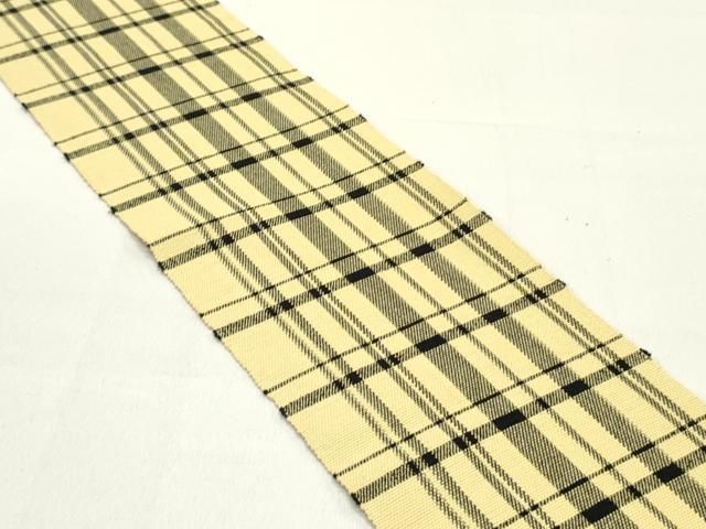 平和屋着物 半幅帯 格子柄 綿 ob