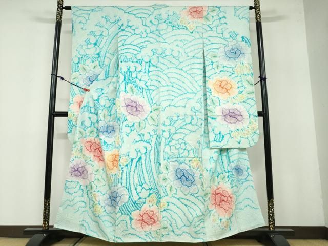 平和屋着物 豪華振袖 総絞り 草花文 正絹 ud