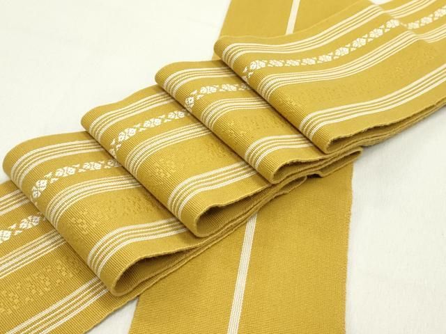 平和屋着物男性 角帯 紬地 幾何学文様 正絹 逸品 DAAZ3285ob