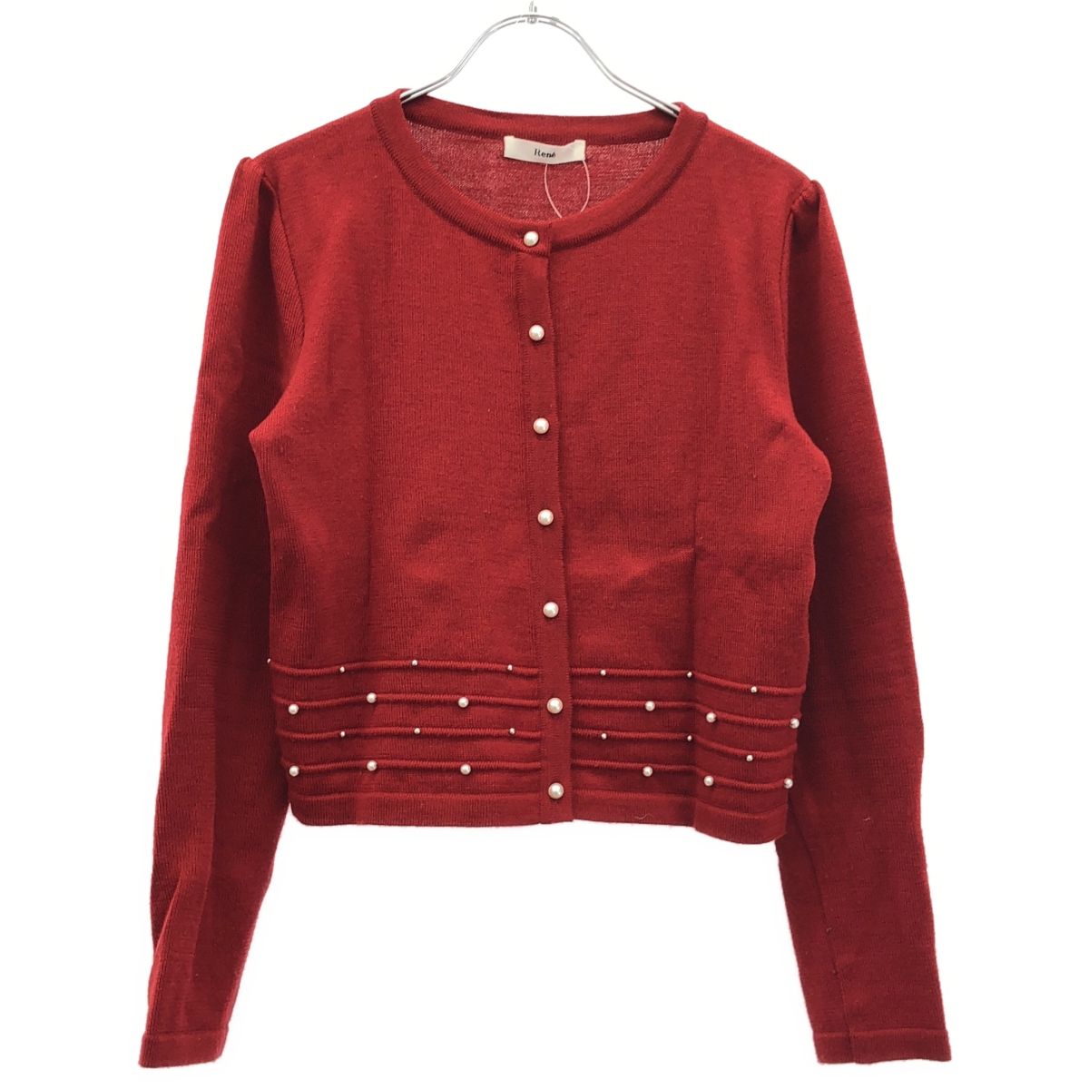 Rene ルネ パールニットカーディガン 6942350 レッド 38 - メルカリ
