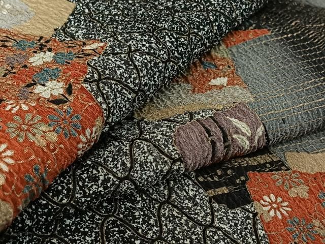 平和屋着物 上質な小紋 単衣 色紙重ね花文 金彩 正絹 jh