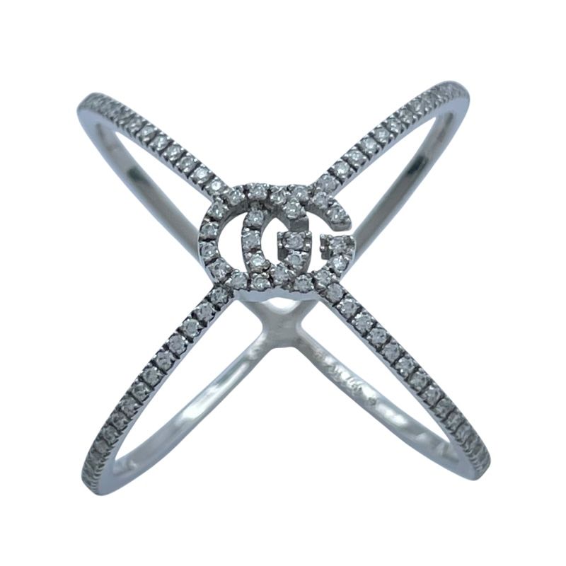 グッチ GUCCI GGランニングリング ホワイトゴールド Au 750 ダイヤモンド ジュエリー