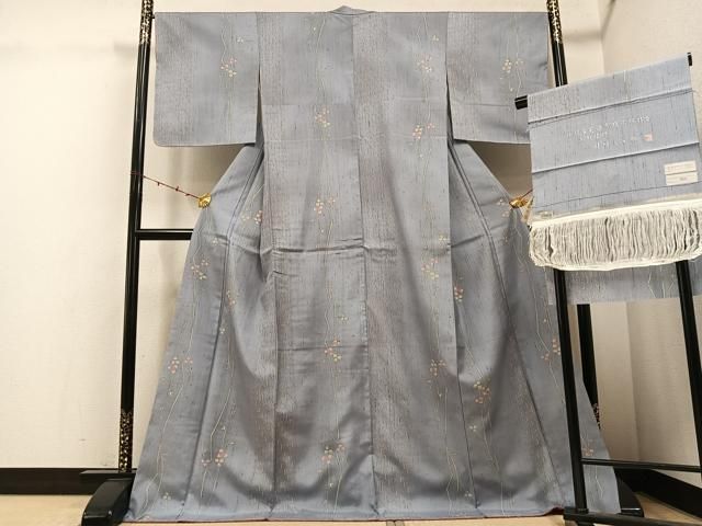 平和屋着物 二代目 川村久太郎 小紋 枝花文 ロング丈 反端付き 正絹 ph