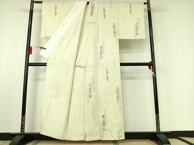  平和屋着物 上質な小紋 単衣 草花文 金彩 正絹 jh 小紋 着物