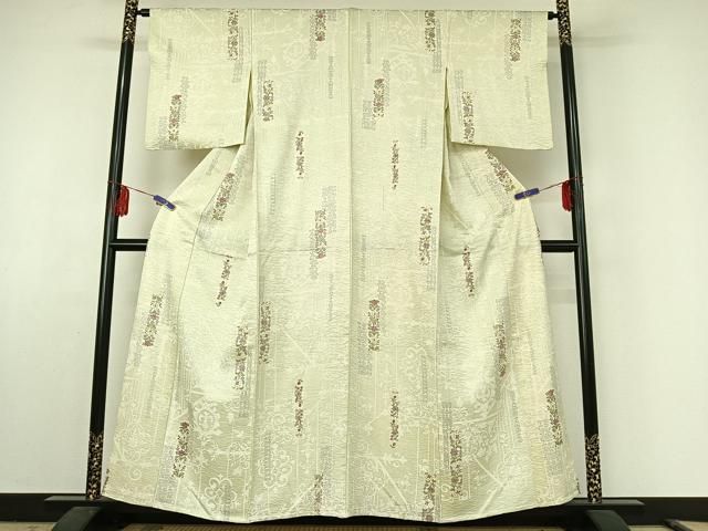 平和屋着物 上質な小紋 単衣 草花文 金彩 正絹 jh