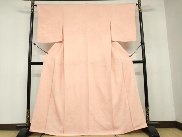 平和屋着物 上質な色無地 笹地紋 宍色 正絹 ud