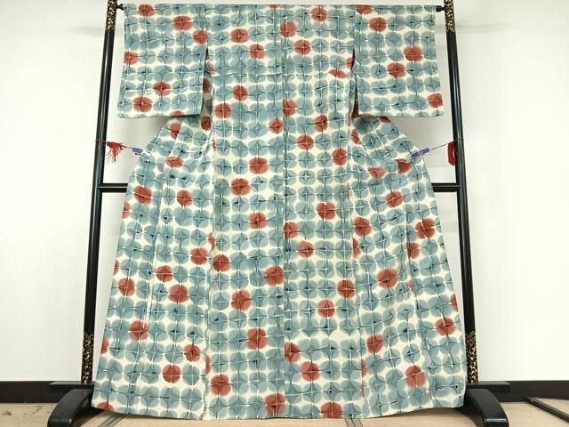 平和屋着物 上質な小紋 単衣 格子 正絹 jh