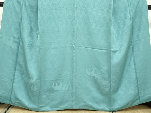  平和屋着物 豪華色留袖 鳳凰草花地紋 青緑色 京都きもの友禅扱い 正絹 ud 黒留袖 着物