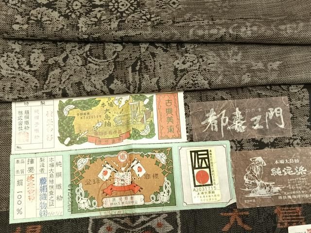 平和屋着物○都喜ヱ門 本場大島紬 カタス9マルキ 泥染 手織 オリエント