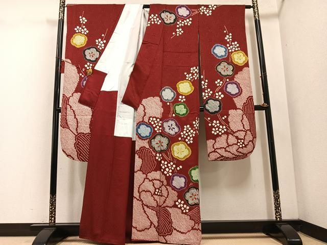 平和屋着物 豪華振袖 駒刺繍 絞り 枝梅 金彩 正絹 ph
