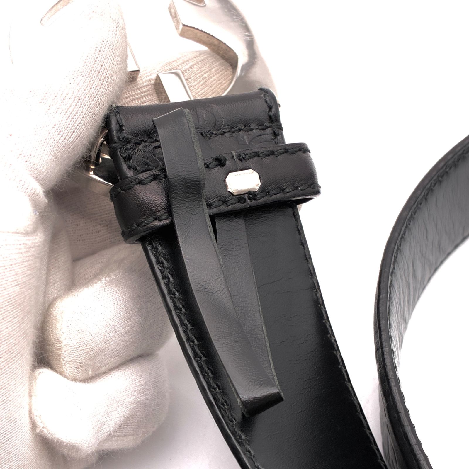 美品 GUCCI グッチ ベルト インターロッキング GG シマレザー ロゴ