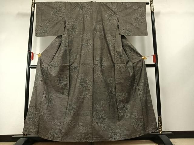 平和屋着物 本場大島紬 カタス7マルキ 草花文 正絹 fy