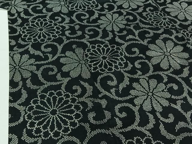  平和屋着物 上質な紬 単衣 花唐草文 正絹 jh 紬 着物