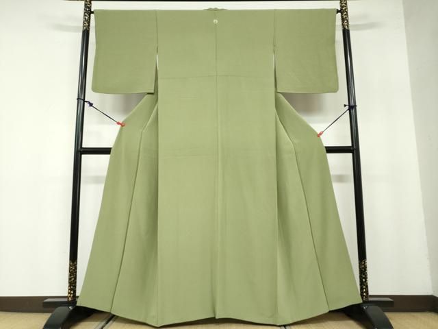 平和屋着物 上質な色無地 青丹色 正絹 ud