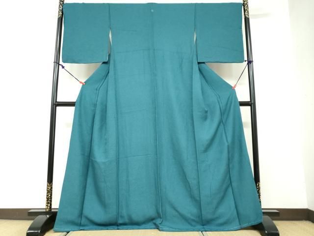 平和屋着物 上質な色無地 草花地紋 高麗納戸色 正絹 ud