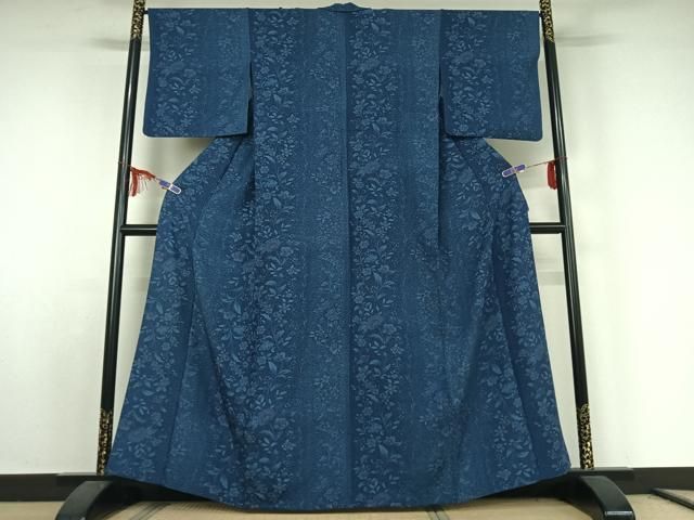 平和屋着物 上質な小紋 単衣 更紗花文 正絹 jh