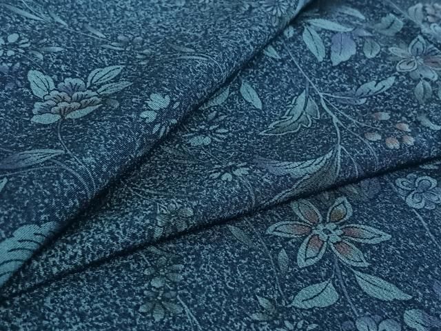 平和屋着物 上質な小紋 単衣 更紗花文 正絹 jh