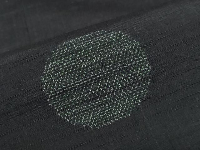  平和屋着物 上質な紬 丸文 黒地 正絹 ud 紬 着物