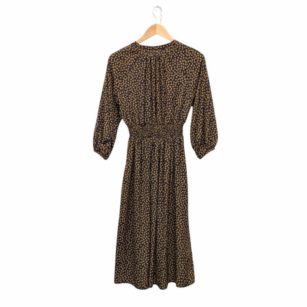 22 ANAY アナイ デシンリーフプリント シャーリングワンピース