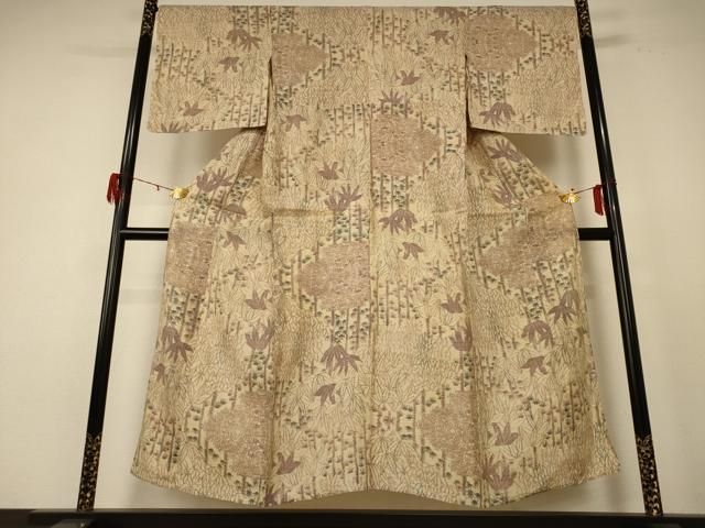 平和屋着物 夏物 本場小千谷ちぢみ 笹竹文 麻 jd