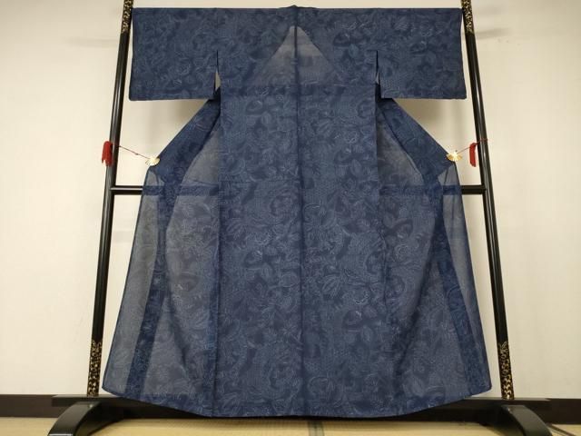 平和屋着物 夏物 小紋 絽 更紗花文 正絹 jd