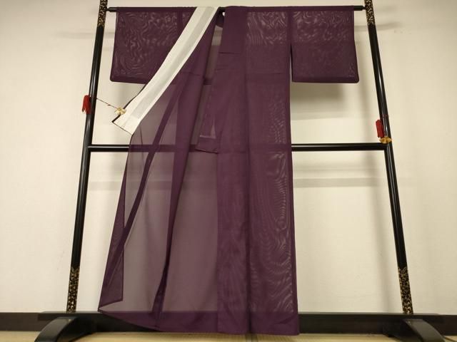 平和屋着物 夏物 色無地 絽 似せ紫色 洗える着物 jd