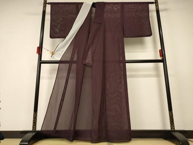 平和屋着物 夏物 色無地 絽 黒鳶色 洗える着物 jd