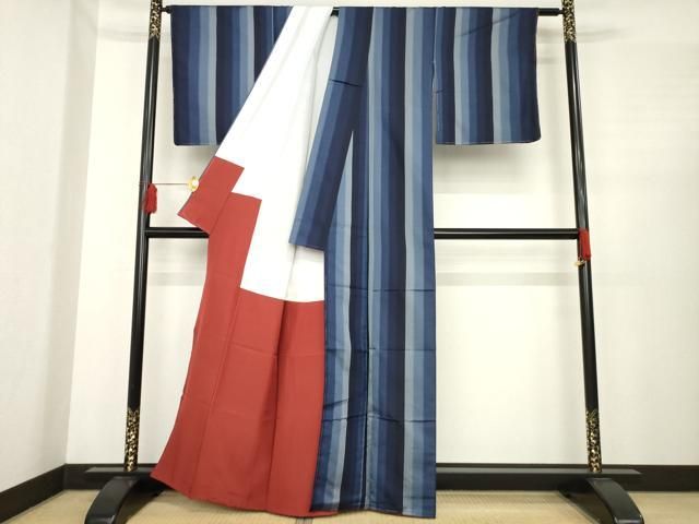 平和屋着物 本場黄八丈 紬 かつお縞 下島謹製 証紙付き 正絹 ck