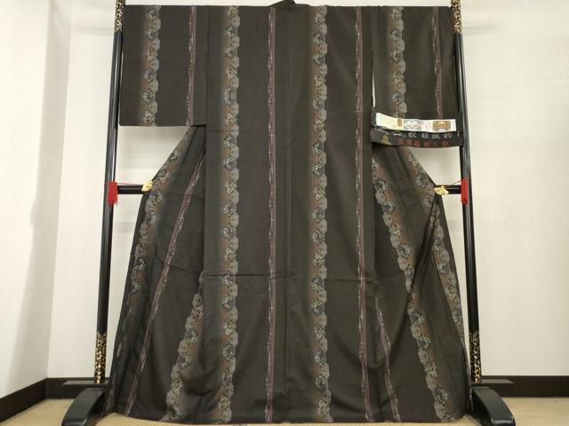 平和屋着物 本場大島紬 純泥染 手織り カタス9マルキ 花間道 牧絹織物謹製 やまと誂製 証紙付き 正絹 ck