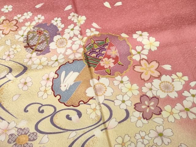  平和屋着物 豪華振袖 駒刺繍 雪輪糸巻兎文 暈し染め 金彩 ロング丈 正絹 ck 振袖 着物