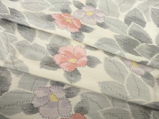 平和屋着物 上質な紬 草花文 正絹 ck