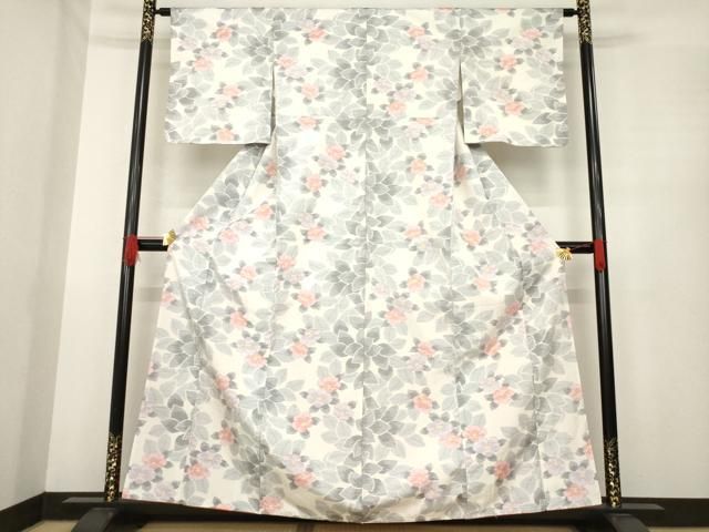 平和屋着物 上質な紬 草花文 正絹 ck