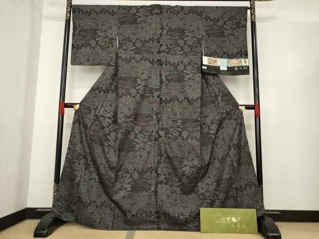 平和屋着物 吉三郎 本場大島紬 カタス9マルキ 鹿苑寺庭園 吉織物謹製 証紙付き 正絹 ck