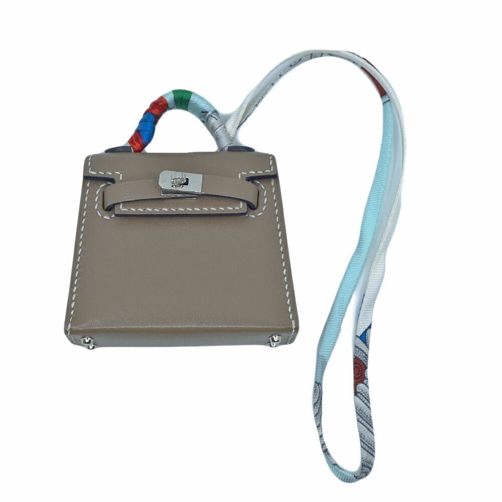 栄 エルメス ケリー ツイリーチャーム エトゥープ グレー系 バッグチャーム レザー 小物 アクセ その他 箱