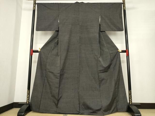 平和屋着物 上質な紬 縞 黒地 正絹 ck