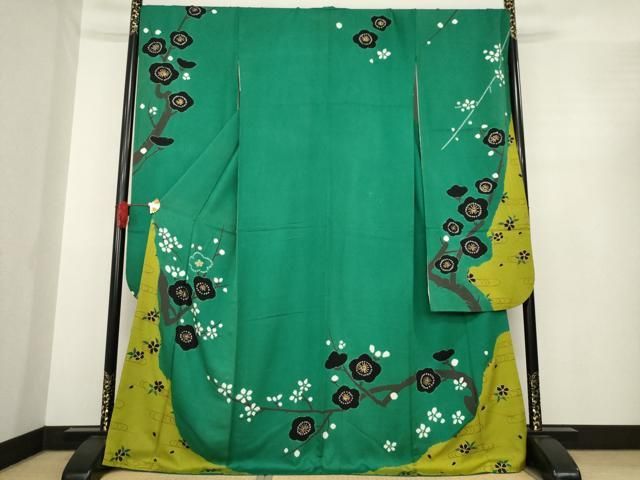 平和屋着物 豪華振袖 絞り 梅 ロング丈 正絹 ck