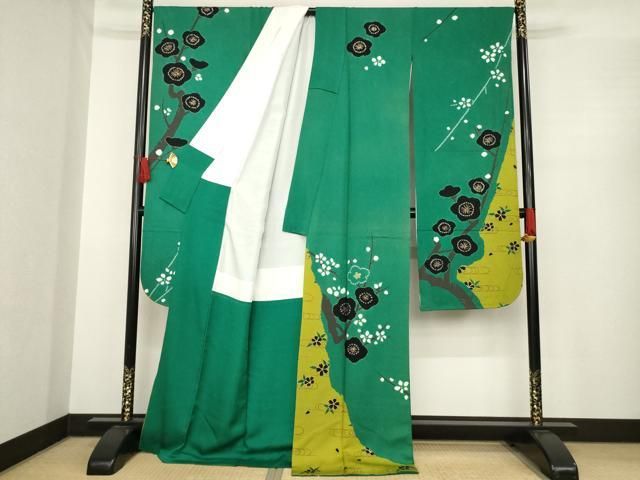 平和屋着物 豪華振袖 絞り 梅 ロング丈 正絹 ck