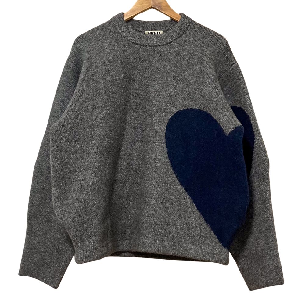 美品】NKNIT ンニット ハートニット プルオーバー グレー サイズ0