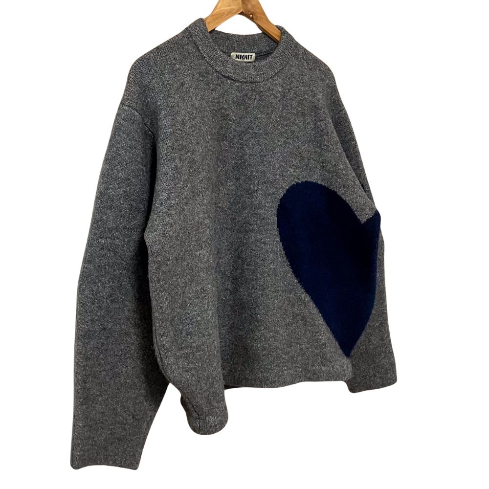 美品】NKNIT ンニット ハートニット プルオーバー グレー サイズ0