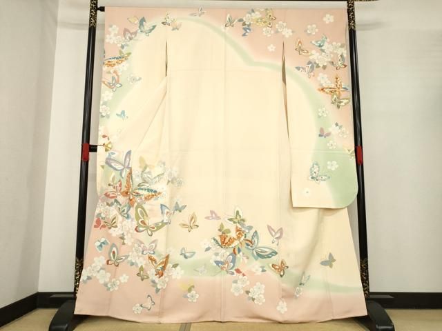 平和屋着物 創業460年 千總 振袖 駒刺繍 花蝶文 暈し染め 金彩 三越扱い 正絹 ck