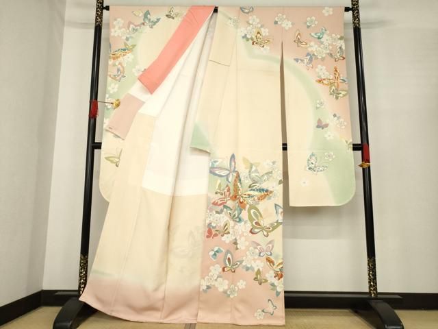 平和屋着物 創業460年 千總 振袖 駒刺繍 花蝶文 暈し染め 金彩 三越扱い 正絹 ck