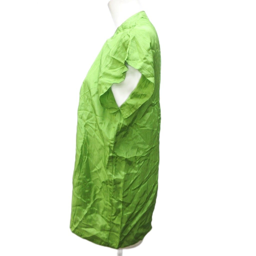 ヨウジヤマモト YOHJI ヴィンテージ チュニックブラウス 変形デザイン フルジップ レーヨン 半袖 シャツ M 緑 グリーン IBO 85 1211