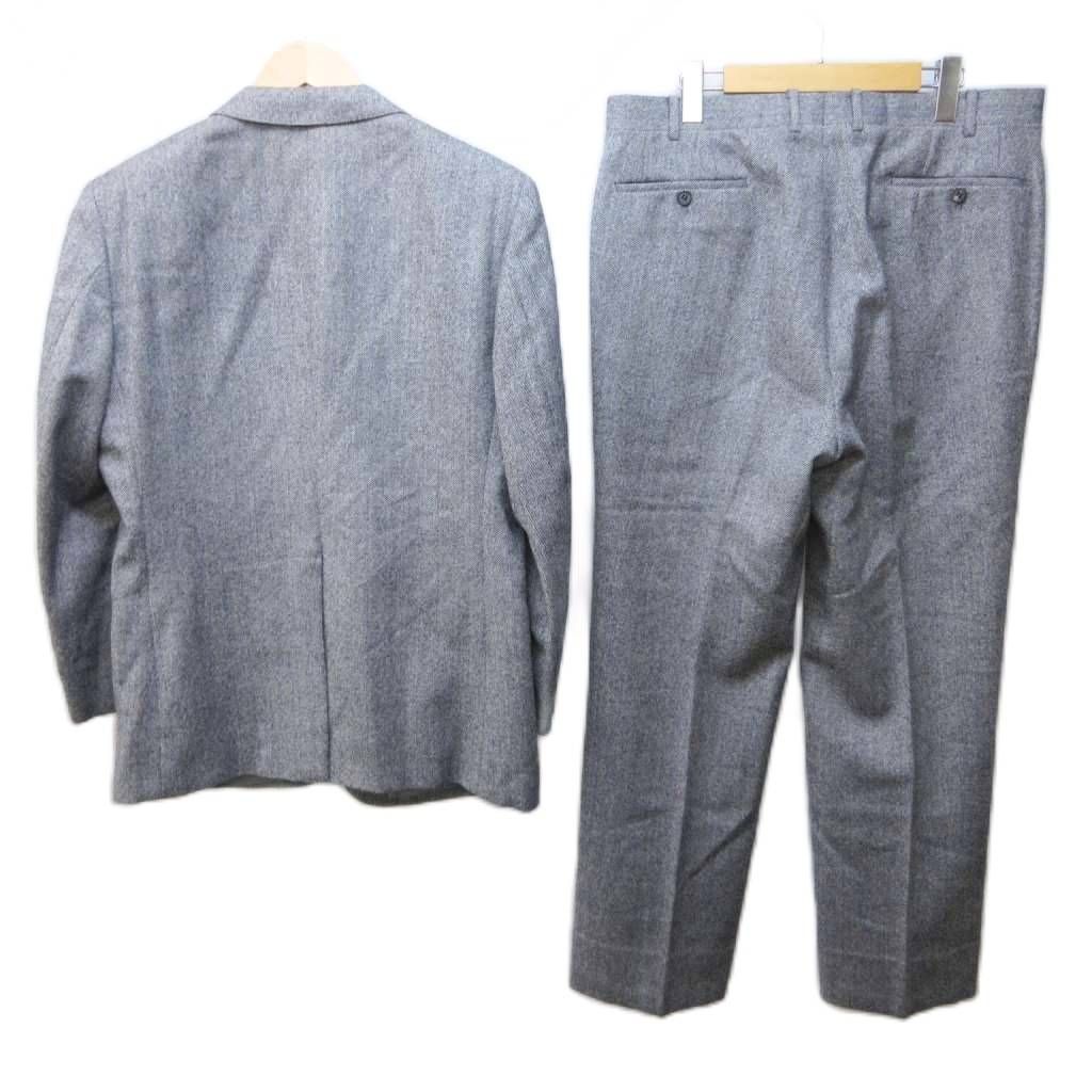 カシミヤ配合 アクアスキュータム メランジウール セットアップスーツ グレー Ｌ アクアスキュータム AQUASCUTUM セットアップ スーツ ヘリンボーン