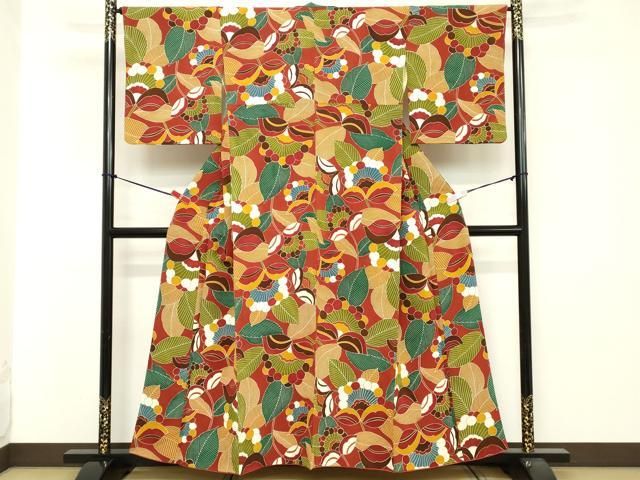 平和屋着物□上質な小紋 草花文 鬼しぼ縮緬 正絹 逸品 DABA5127cd