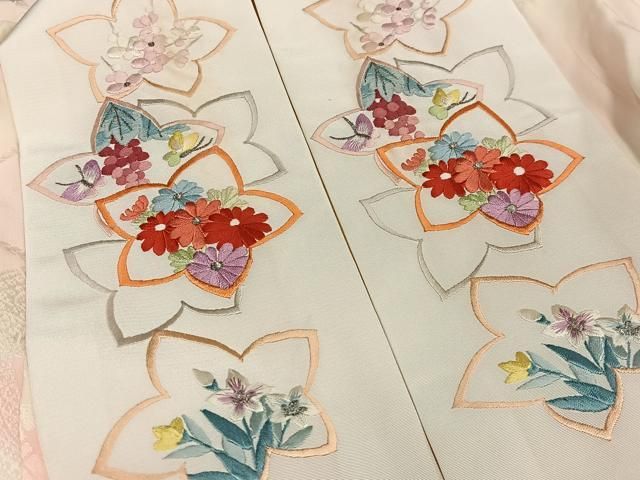 平和屋着物○アンティーク 大正ロマン 振袖用長襦袢 袷 絞り 花松文 広